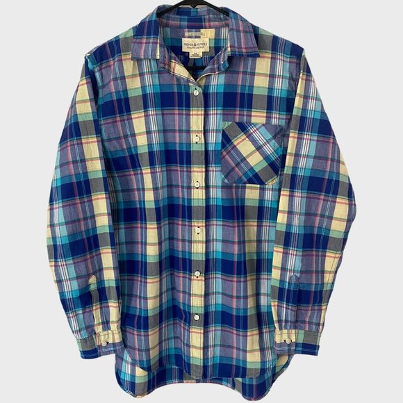 Ralph Lauren Denim & Supply Button-Up Shirt Womens Medium Blue Plaid Long-Sleeve - Picture 1 of 12
